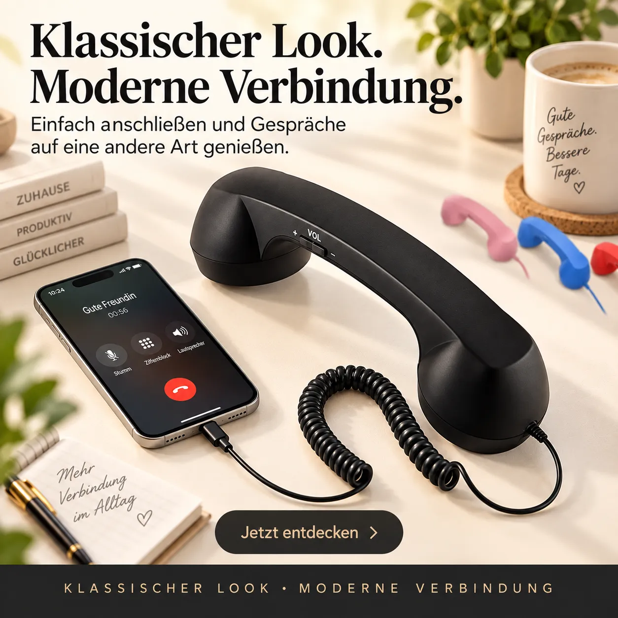 Retro Telefonhörer mit USB C